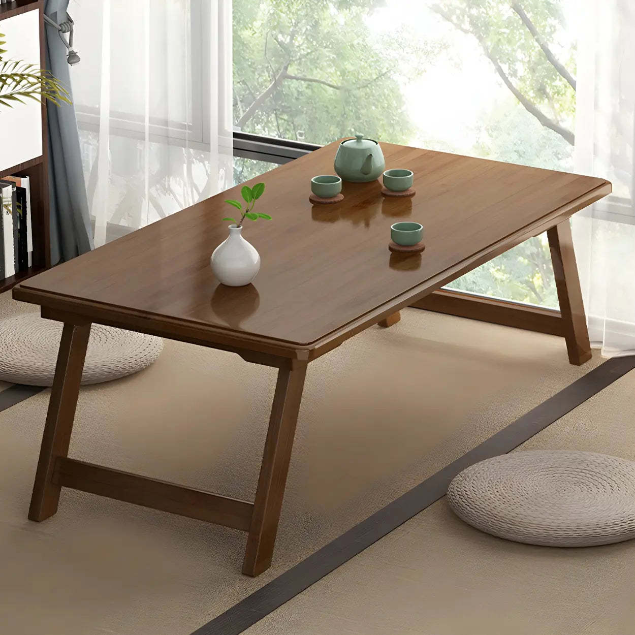 Foldable Rectangular Wood Coffee Table