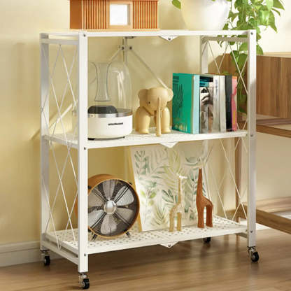 Foldable Iron Frame Baker's Rack with Microwave Shelf