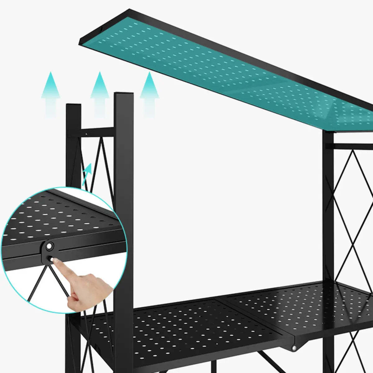 Foldable Iron Frame Baker's Rack with Microwave Shelf