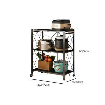 Foldable Iron Frame Baker's Rack with Microwave Shelf