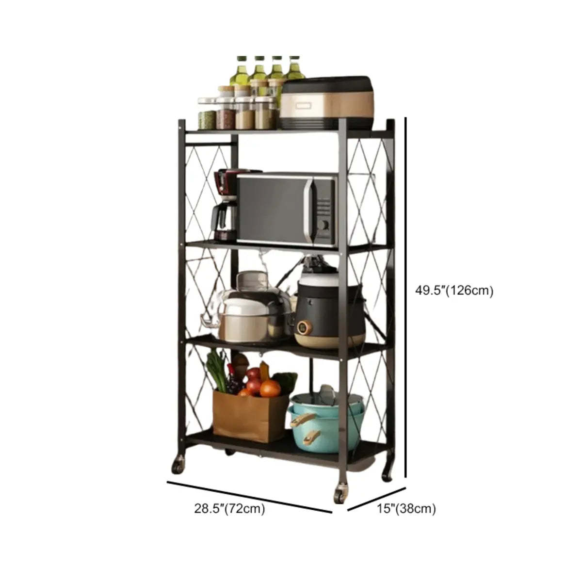 Foldable Iron Frame Baker's Rack with Microwave Shelf