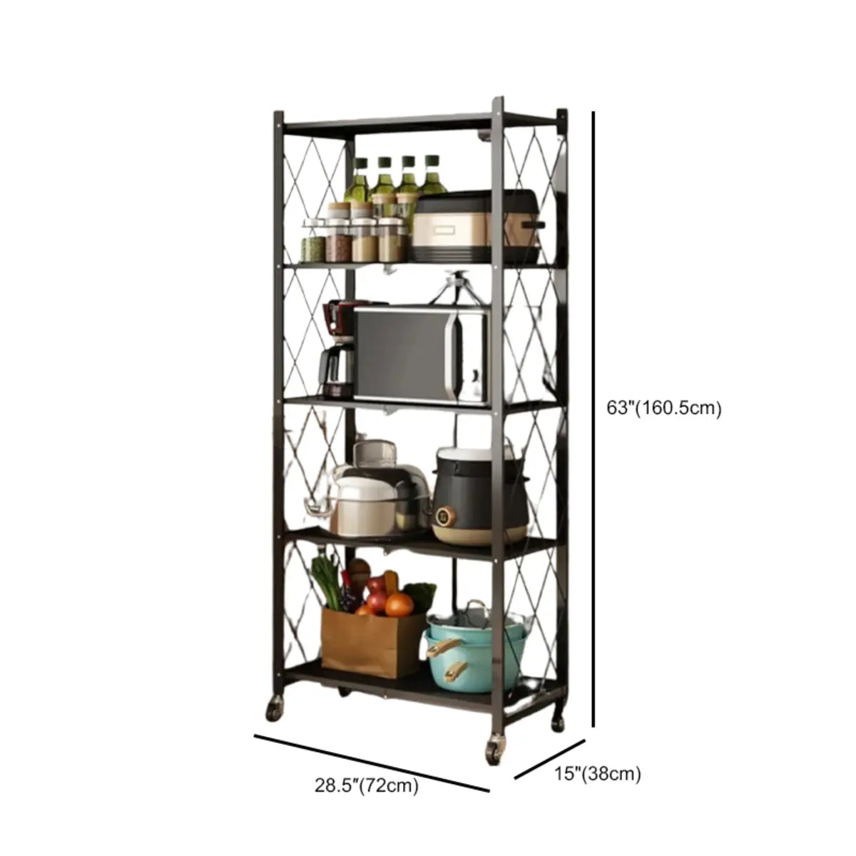 Foldable Iron Frame Baker's Rack with Microwave Shelf
