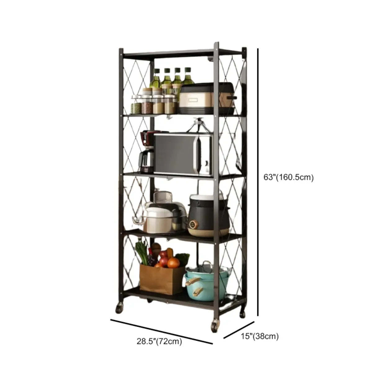 Foldable Iron Frame Baker's Rack with Microwave Shelf