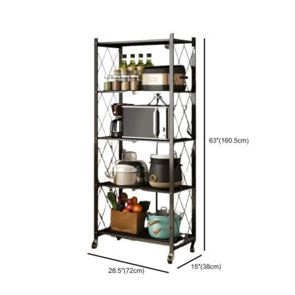 Foldable Iron Frame Baker's Rack with Microwave Shelf