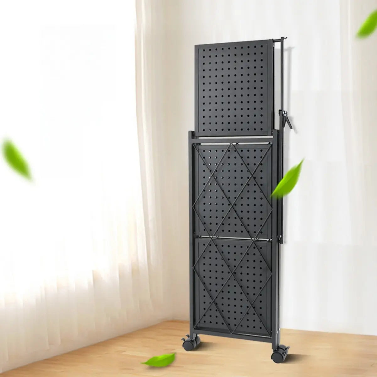 Foldable Iron Frame Baker's Rack with Microwave Shelf — White