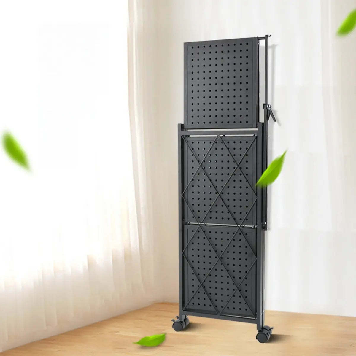 Foldable Iron Frame Baker's Rack with Microwave Shelf — White