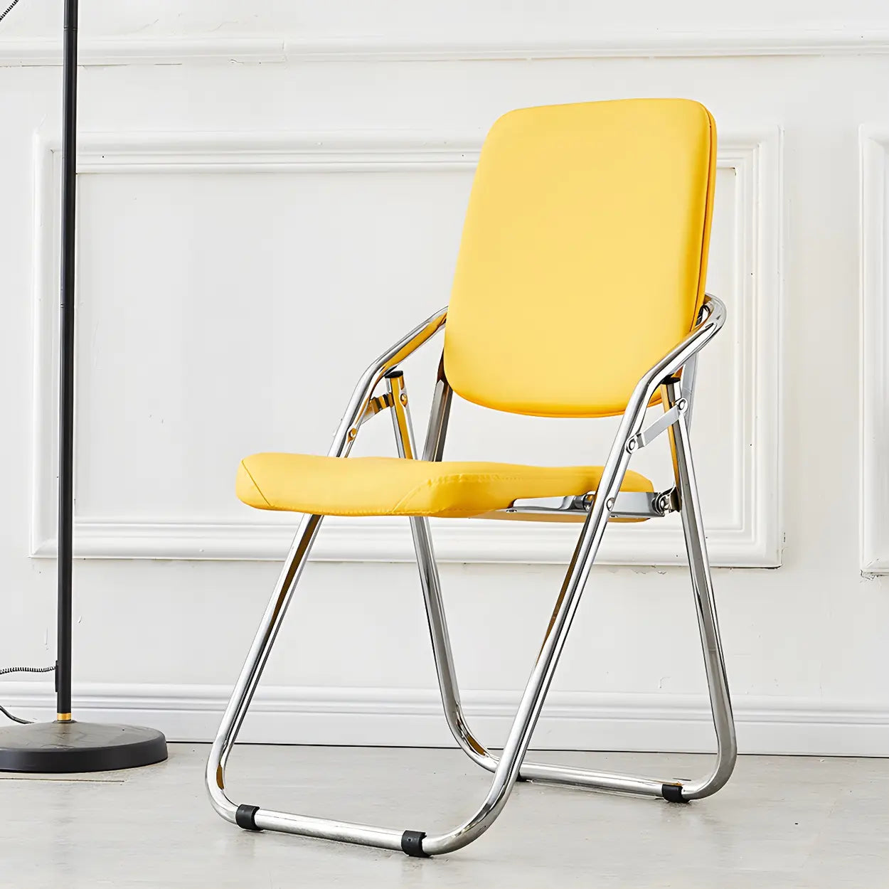 Foldable Metal Dining Side Chair — Purple / 1 Piece