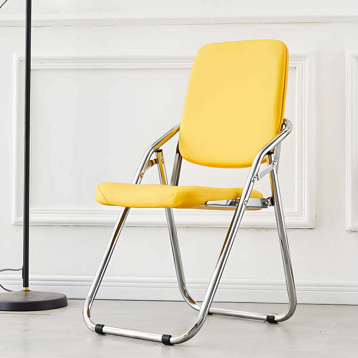 Foldable Metal Dining Side Chair — Purple / 1 Piece
