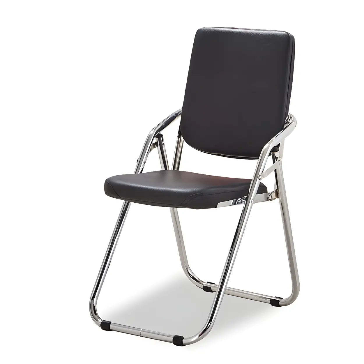 Foldable Metal Dining Side Chair — Black / 1 Piece