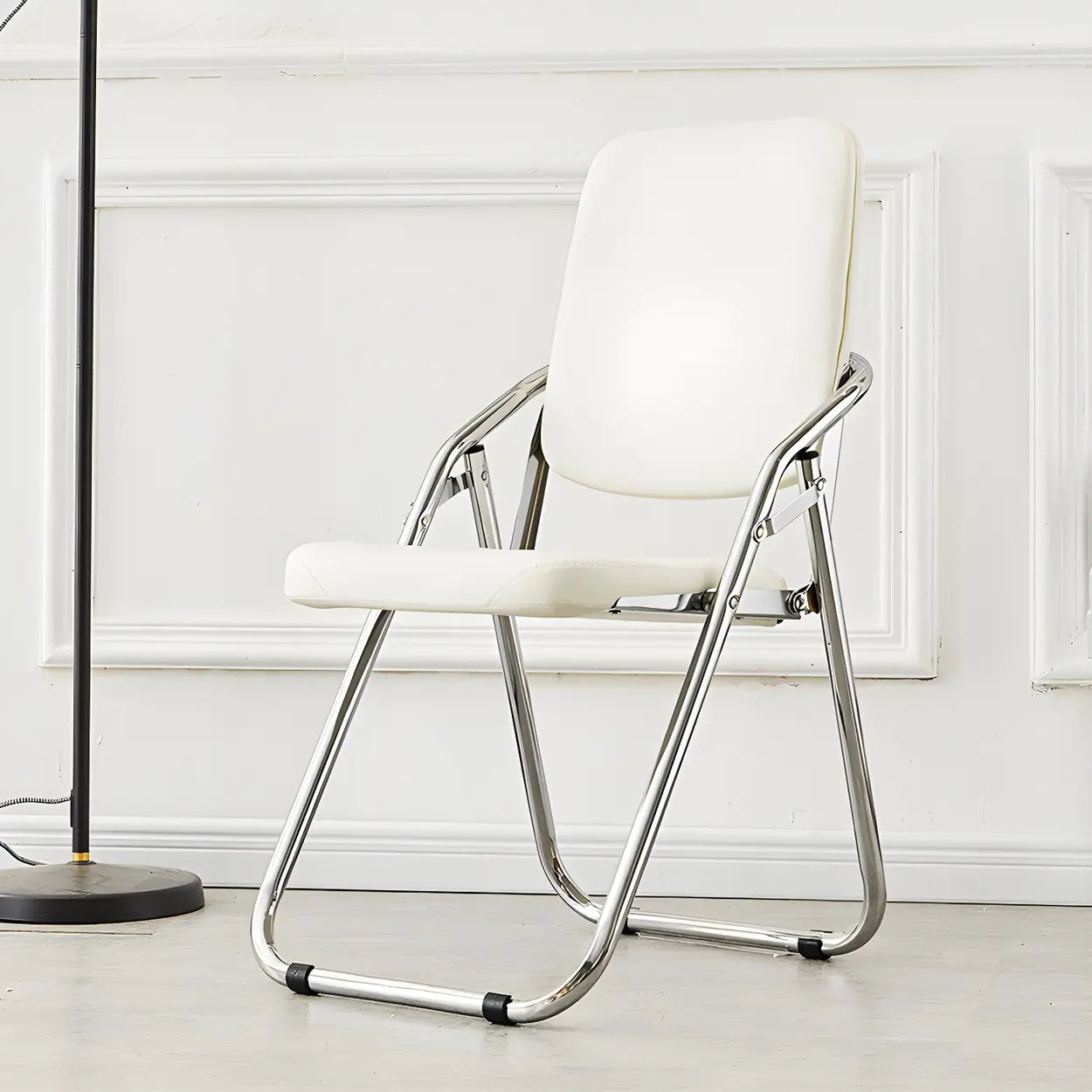 Foldable Metal Dining Side Chair — Black / 2 Piece Set