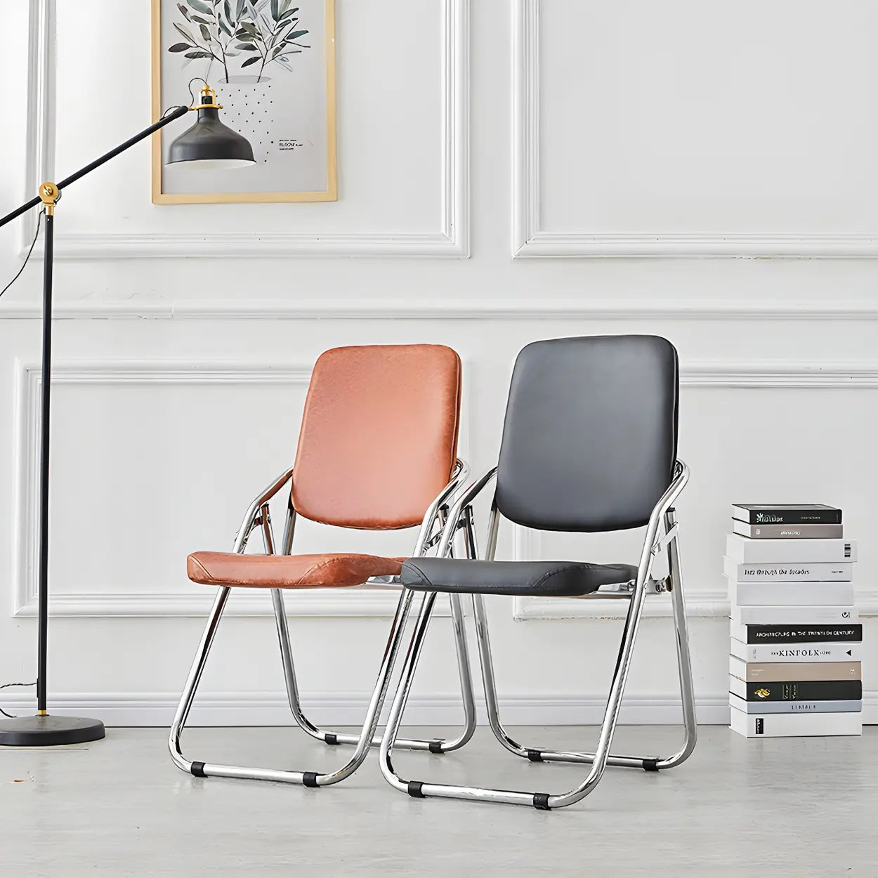 Foldable Metal Dining Side Chair — Purple / 4 Piece Set