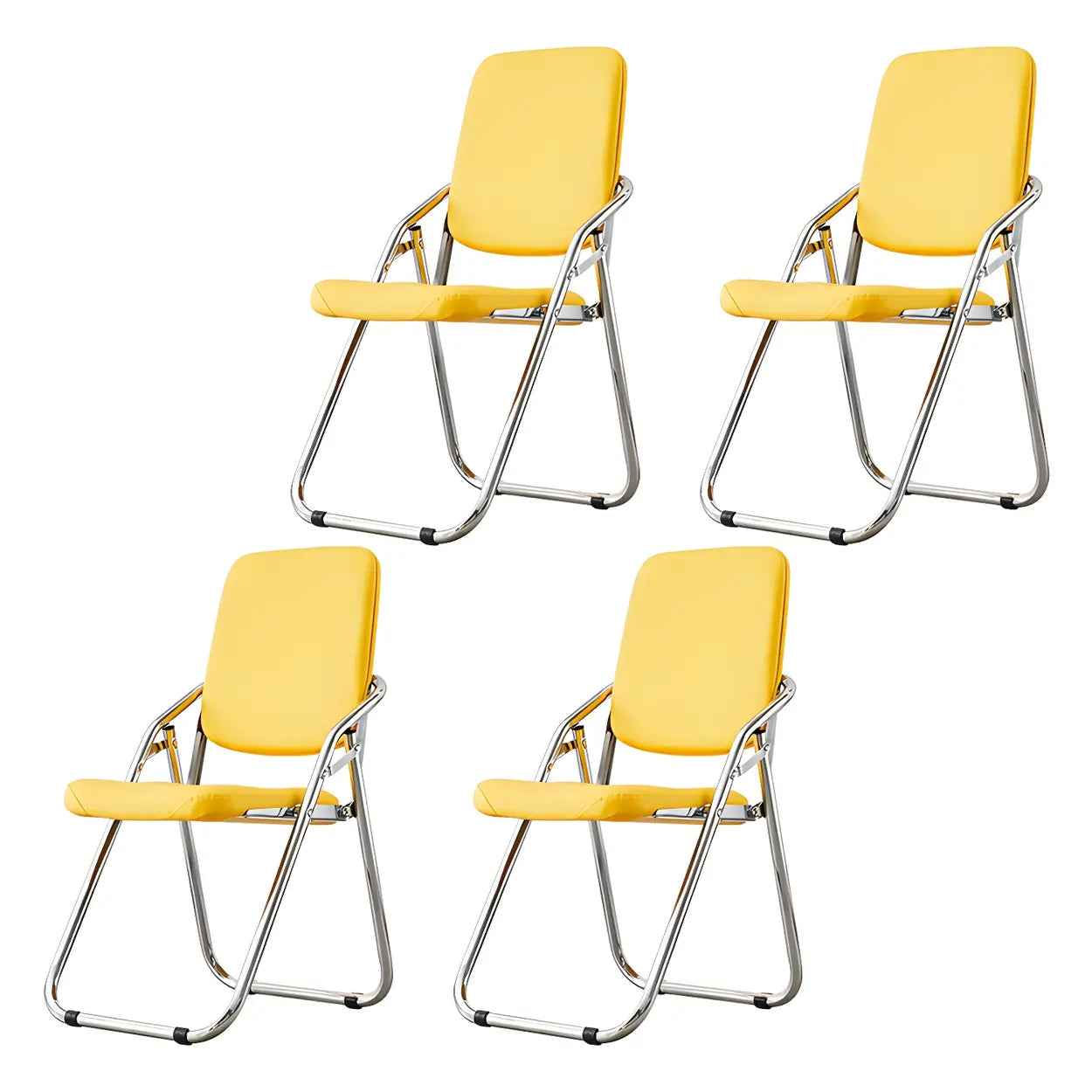 Foldable Metal Dining Side Chair — Pink / 4 Piece Set