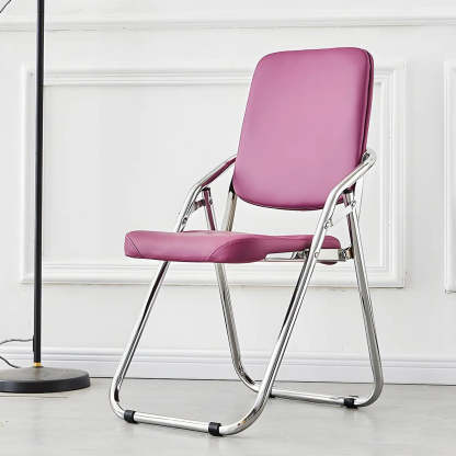 Foldable Metal Dining Side Chair — Orange Red / 1 Piece