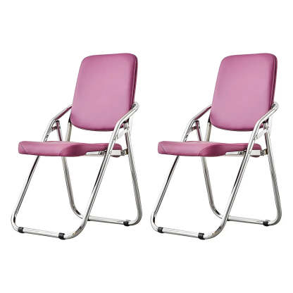 Foldable Metal Dining Side Chair — Orange Red / 2 Piece Set