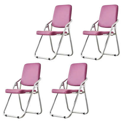 Foldable Metal Dining Side Chair — Orange Red / 4 Piece Set