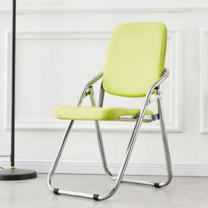 Foldable Metal Dining Side Chair — Orange / 1 Piece