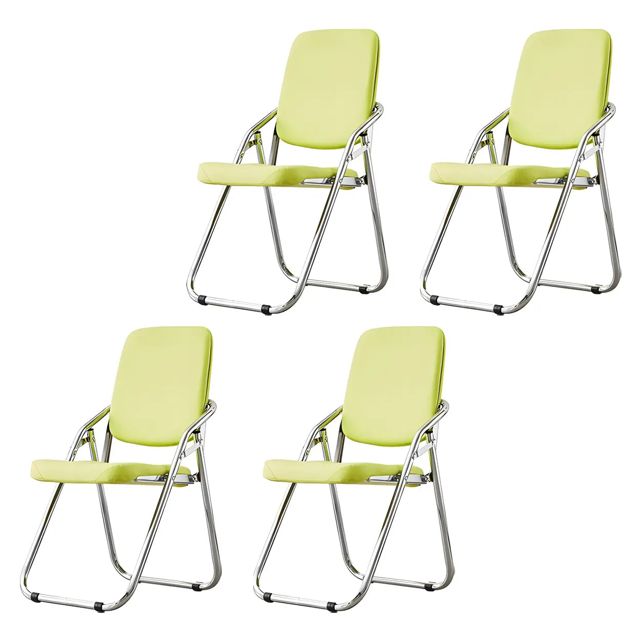 Foldable Metal Dining Side Chair — Orange / 4 Piece Set