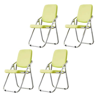 Foldable Metal Dining Side Chair — Orange / 4 Piece Set