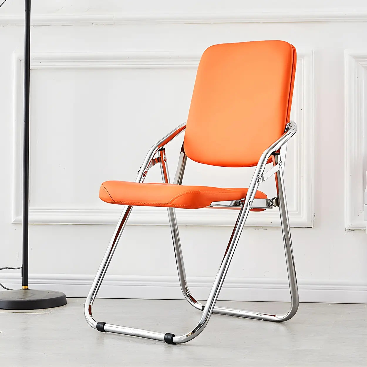 Foldable Metal Dining Side Chair — Dark Green / 1 Piece