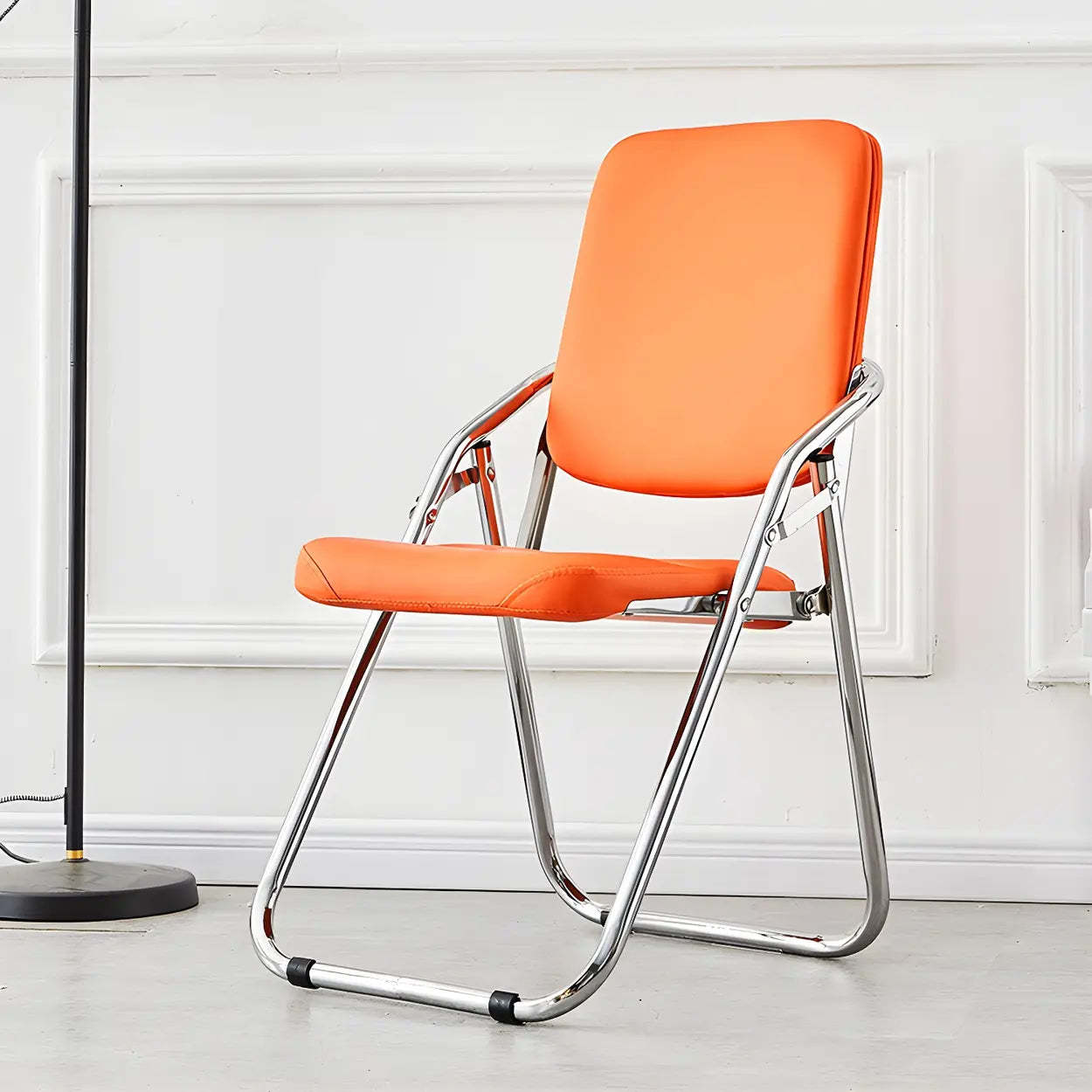 Foldable Metal Dining Side Chair — Dark Green / 1 Piece