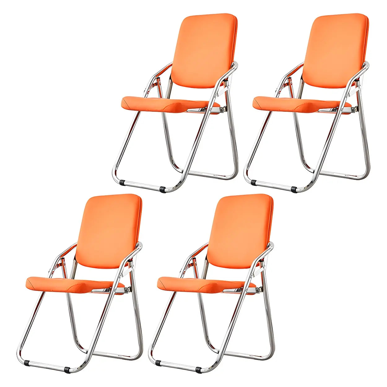 Foldable Metal Dining Side Chair — Dark Green / 4 Piece Set