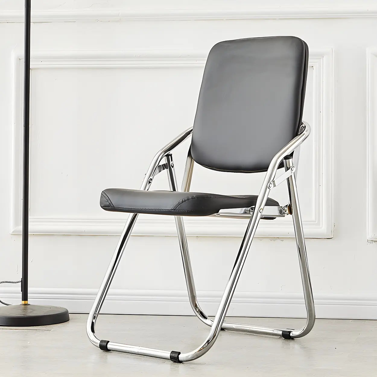 Foldable Metal Dining Side Chair — Light Green / 1 Piece