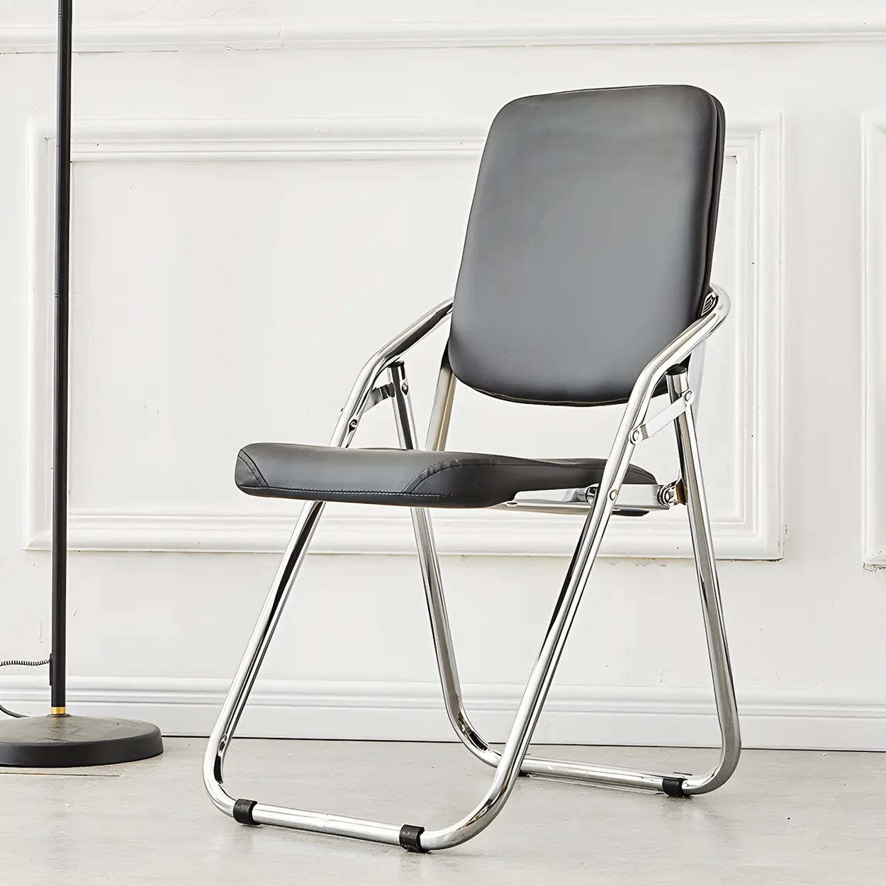 Foldable Metal Dining Side Chair — Light Green / 1 Piece