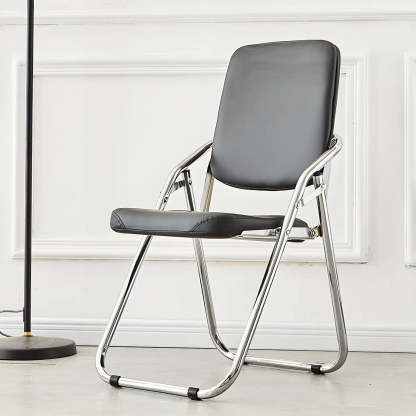 Foldable Metal Dining Side Chair — Light Green / 1 Piece