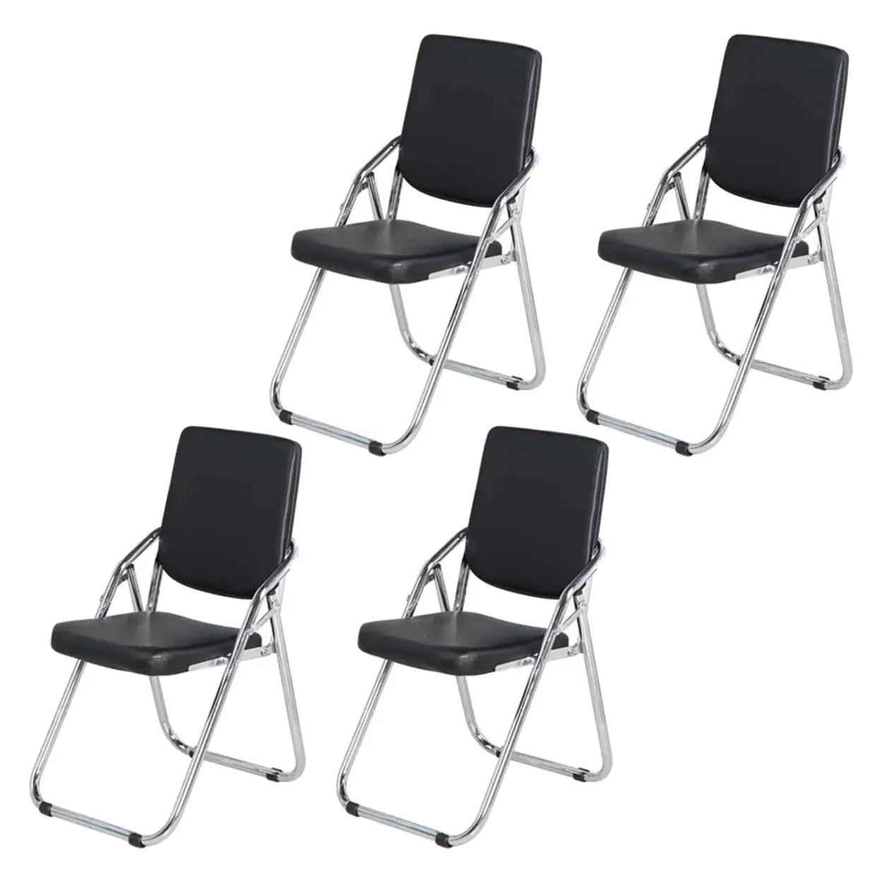 Foldable Metal Dining Side Chair — Light Green / 4 Piece Set