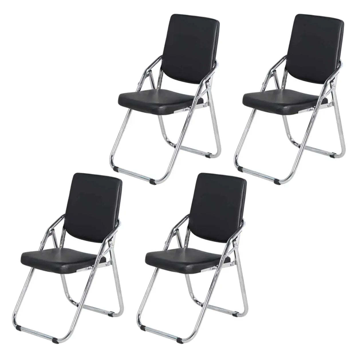 Foldable Metal Dining Side Chair — Light Green / 4 Piece Set