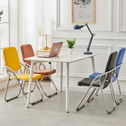 Foldable Metal Dining Side Chair — Matte Black / 1 Piece
