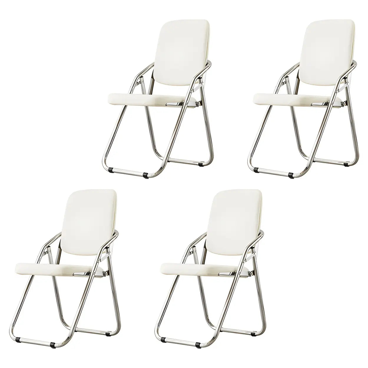 Foldable Metal Dining Side Chair — Matte Black / 2 Piece Set