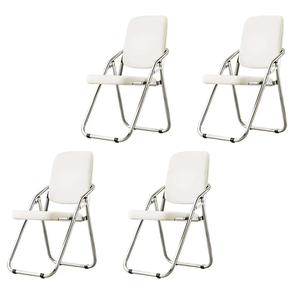 Foldable Metal Dining Side Chair — Matte Black / 2 Piece Set