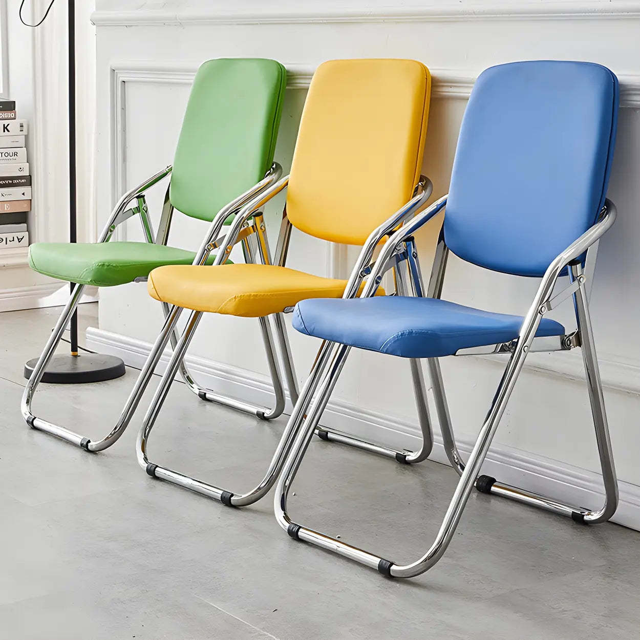 Foldable Metal Dining Side Chair — Matte Black / 4 Piece Set