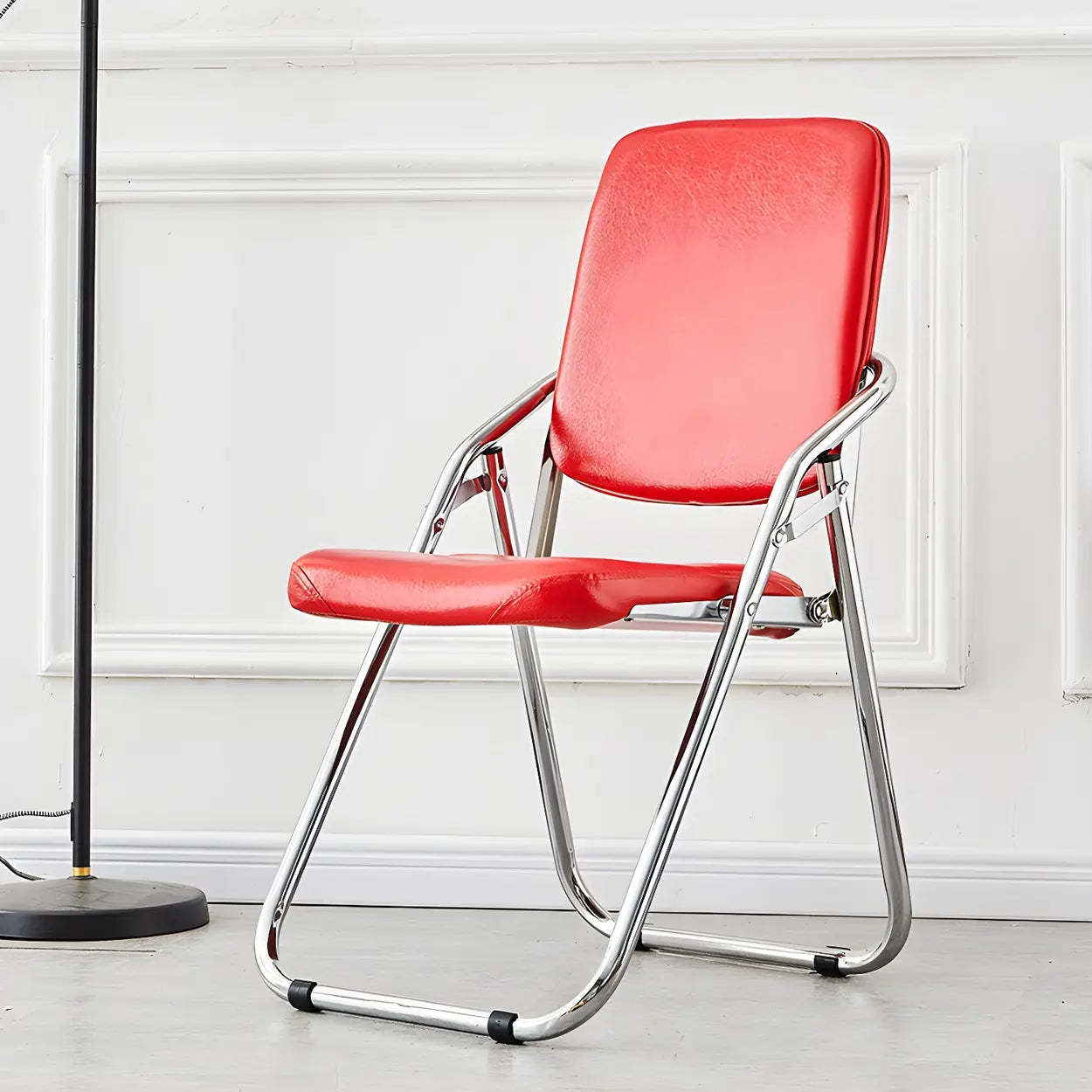 Foldable Metal Dining Side Chair — White / 1 Piece