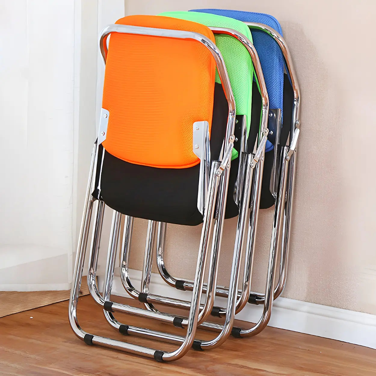 Foldable Metal Dining Side Chair — White / 2 Piece Set