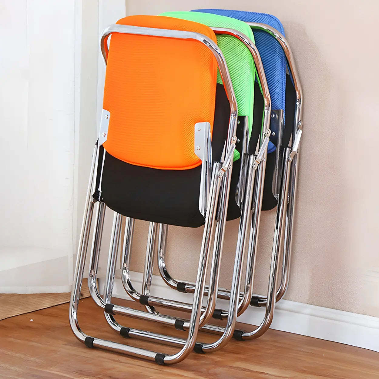 Foldable Metal Dining Side Chair — White / 2 Piece Set