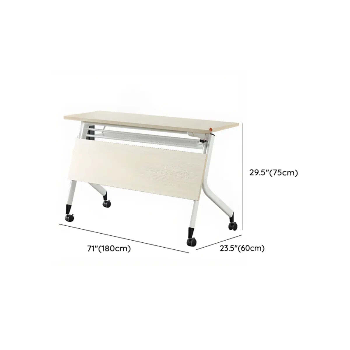 Foldable Movable Wood Double Computer Desk with Shelf