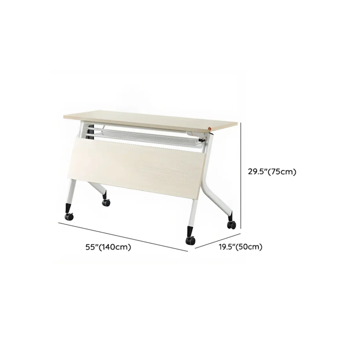 Foldable Movable Wood Double Computer Desk with Shelf