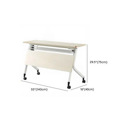 Foldable Movable Wood Double Computer Desk with Shelf