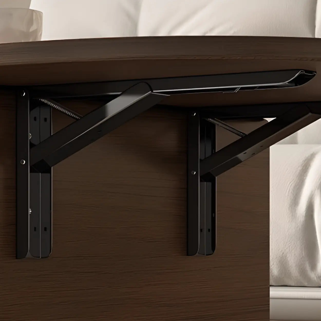 Foldable Oval Brown Wood Coffee Table with Drawer and Wheels