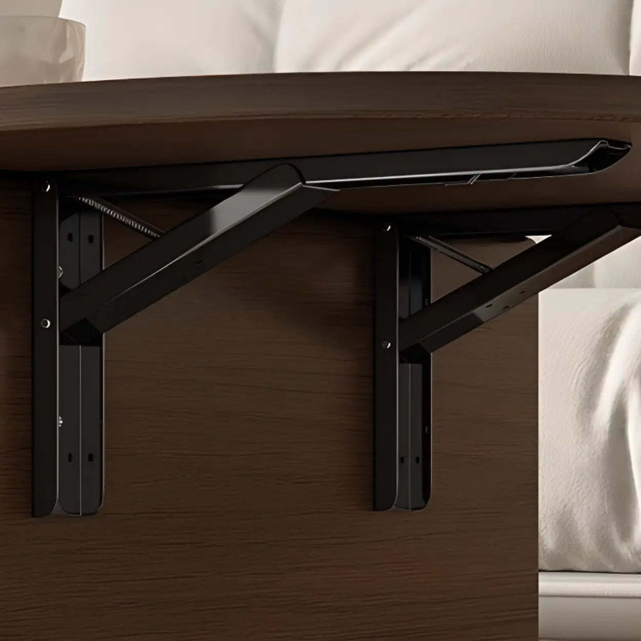 Foldable Oval Brown Wood Coffee Table with Drawer and Wheels