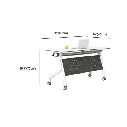 Foldable Rectangular Writing Desk with Shelf and Casters