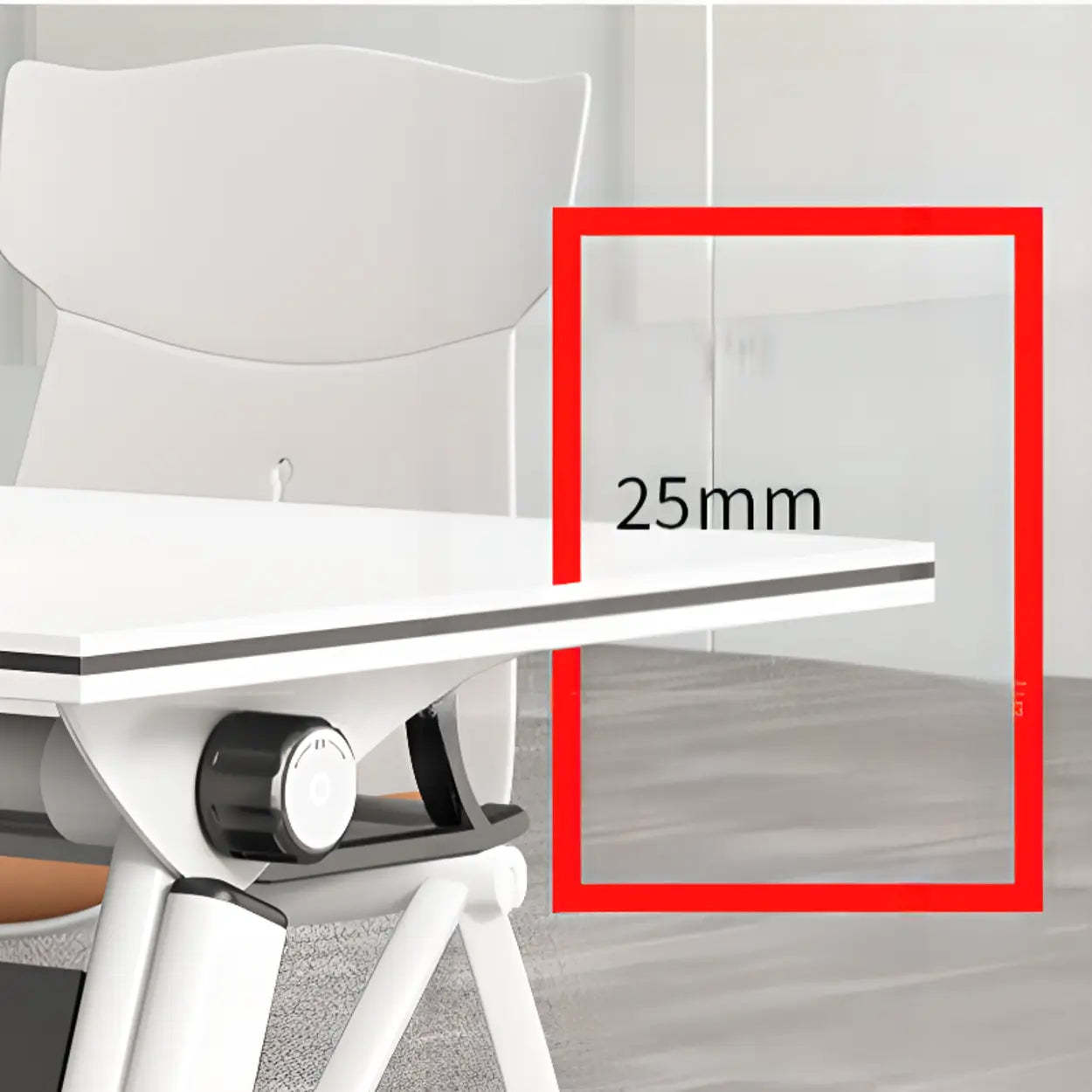 Foldable Rectangular Writing Desk with Shelf and Casters — Table Only