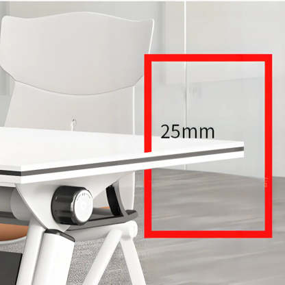 Foldable Rectangular Writing Desk with Shelf and Casters — Table Only