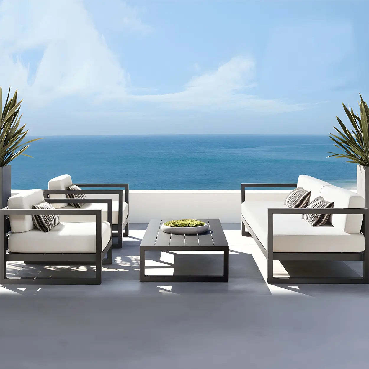 Foldable Rectangular Metal Outdoor Coffee Table — Table Only