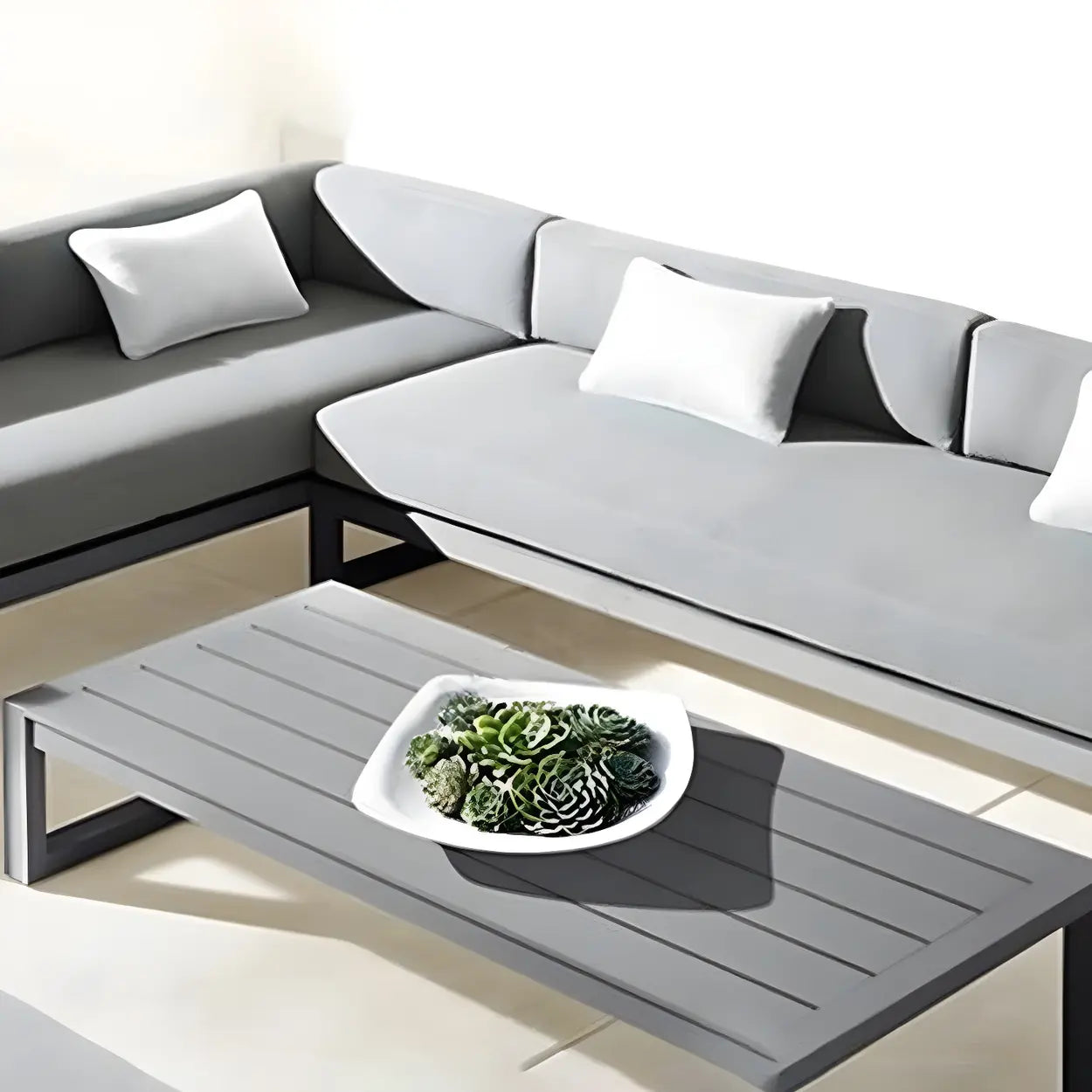 Foldable Rectangular Metal Outdoor Coffee Table
