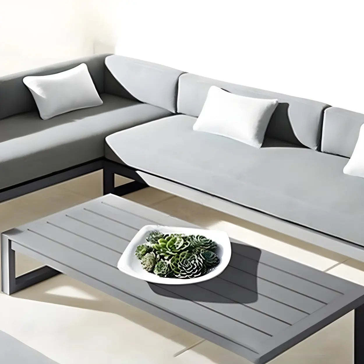 Foldable Rectangular Metal Outdoor Coffee Table