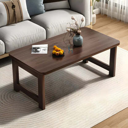Foldable Rectangular Wood Coffee Table — Dark Walnut