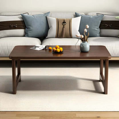 Foldable Rectangular Wood Coffee Table — Dark Walnut